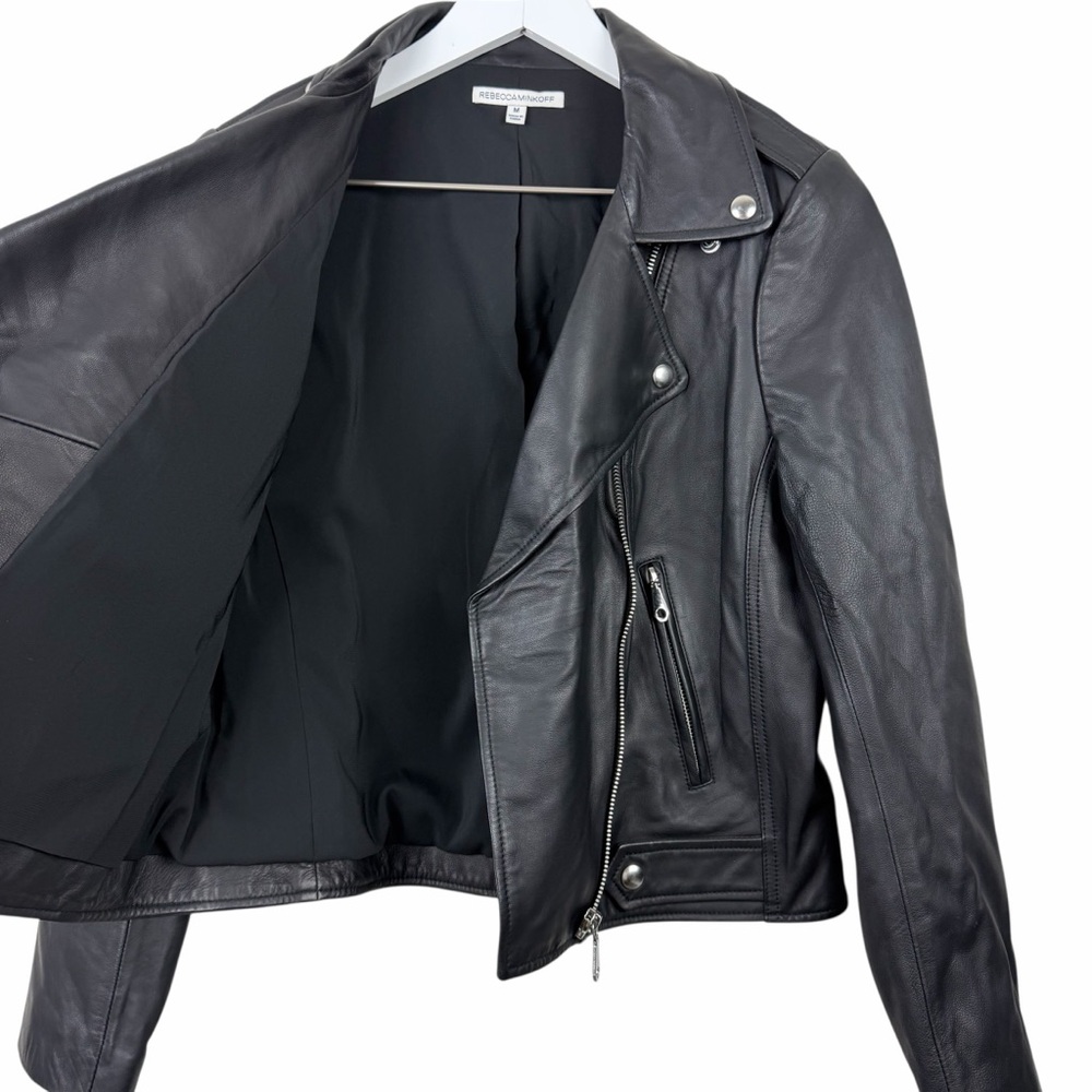 RARE Rebecca Minkoff Wes Love‎ Doves Moto 100% Lambskin Leather Jacket - Picture 4 of 9
